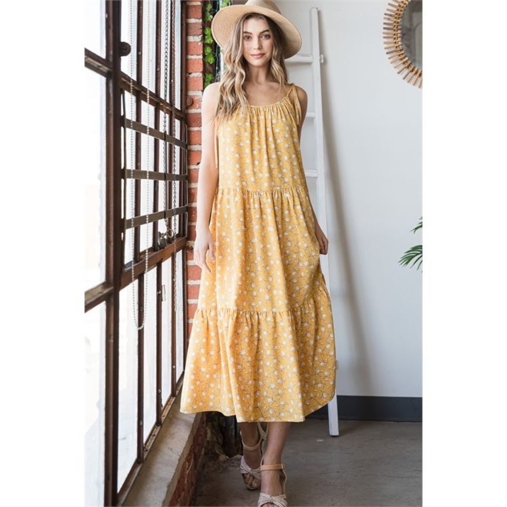 LAST 1️⃣ YELLOW FLORAL SPAGHETTI STRAPS DRESS